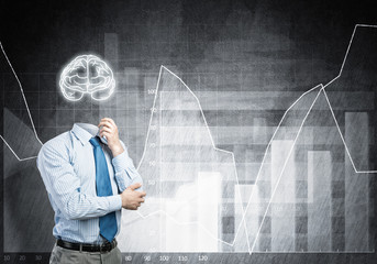 Brain headed businessman