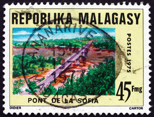 Postage stamp Malagasy 1975 Sofia bridge, Madagscar