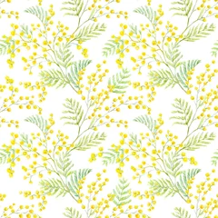 Deurstickers Watercolor mimosa vector pattern © zenina