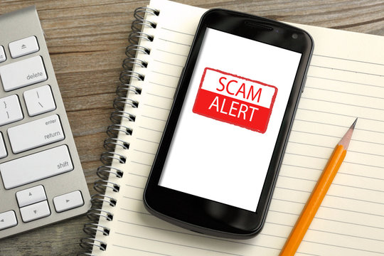 mobile phone showing scam alert warning
