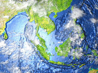 Indonesia on Earth - visible ocean floor