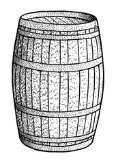 Barrel illustration, drawing, engraving, ink, line art, vector