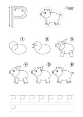 Drawing tutorial for letter.