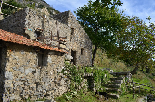 Stone Farm Building on the Hiking Trail Known and the Path of Gods
