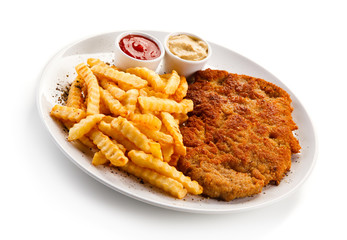 Fried pork chop with french fries