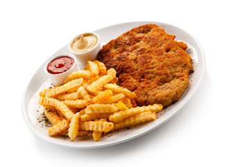 Fried pork chop with french fries