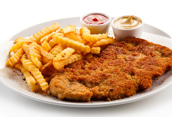 Fried pork chop with french fries