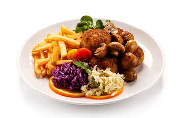 Meatballs wirh french fries