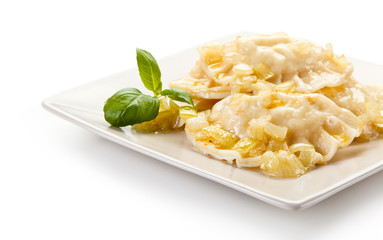 Dumplings on white background