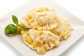 Dumplings on white background