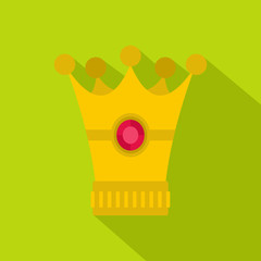 Medieval crown icon, flat style