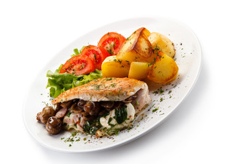 Stuffed chicken filet with mushrooms