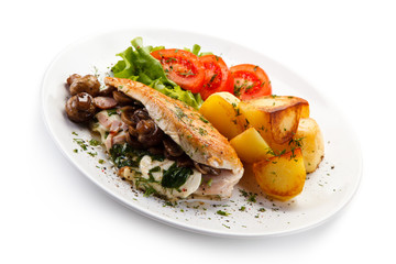 Stuffed chicken filet with mushrooms