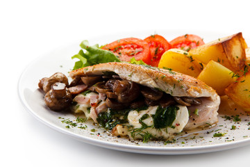 Stuffed chicken filet with mushrooms