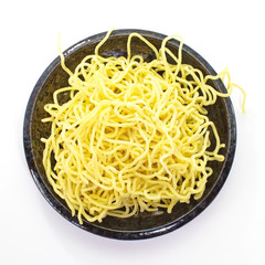 Close - up Egg noodle on white background