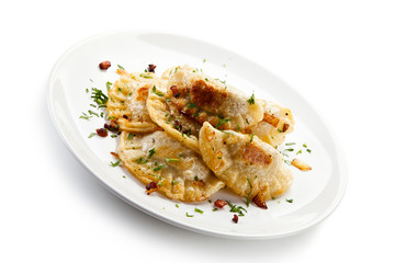 Dumplings on white table