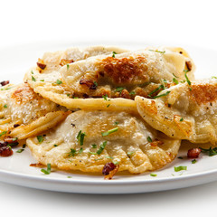 Dumplings on white table