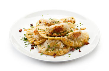 Dumplings on white table