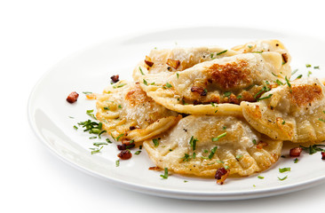 Dumplings on white table