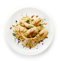 Dumplings on white table