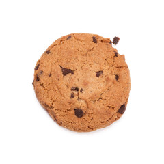 Chocolate chip cookie on white