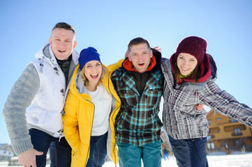Cheerful group of friends posing for the camera.