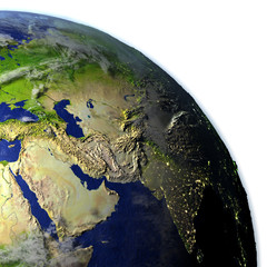 Middle East on realistic model of Earth