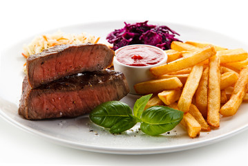 Grilled steak with french fries