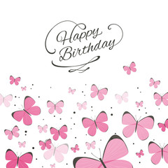Vector Illustration of a Birthday Greeting Card with Butterflies