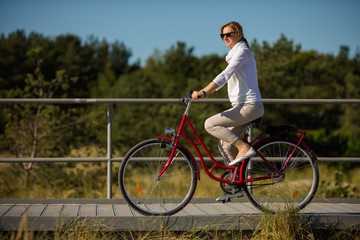Woman riding bike outdoor