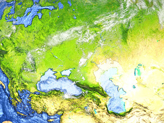 Western Asia on Earth - visible ocean floor