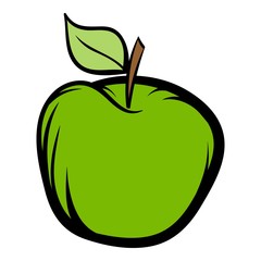 Green apple icon cartoon
