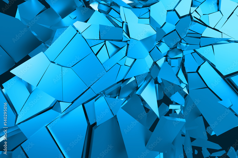 Poster abstract 3d rendering of cracked surface. background with broken shape. wall destruction. bursting w