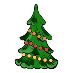Christmas tree icon cartoon
