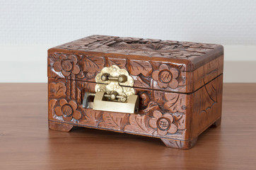 Very old wooden chest with simple lock