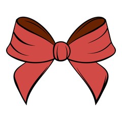 Red bow icon cartoon