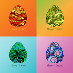 Set of card of Easter with graphic egg