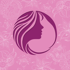 Beautiful girl face on flower background