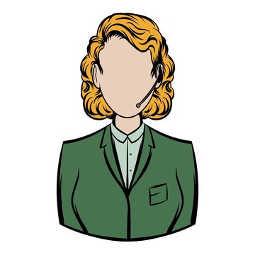 Woman In A Green Blazer With Headset Icon Cartoon