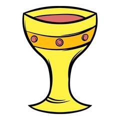 Medieval gold cup icon cartoon
