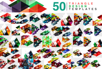 Mega collection of 50 color transparent triangle abstract backgrounds