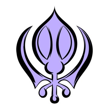 purple sikh khanda symbol on white clip art preview