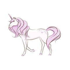 The beautiful magical unicorn is walking. - 140297440