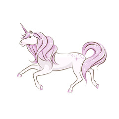 Obraz na płótnie Canvas The beautiful magical unicorn runs to meet the its dream.