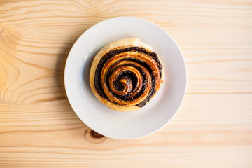 The cake on the plate.