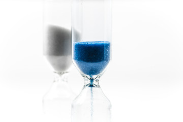 hourglass closeup on white background