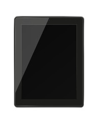 Realistic tablet pc computer with black screen isolated on white background. 3D illustration.