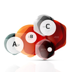 Glass color hexagons. Glossy plastic hexagon design with text