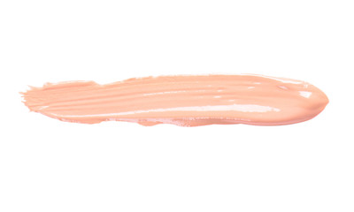 liquid foundation paint strokes isolated on white. Cosmetic makeup foundation isolated on white...
