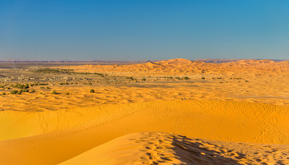 Fototapeta na wymiar Dunes of Erg Chebbi near Merzouga in Morocco